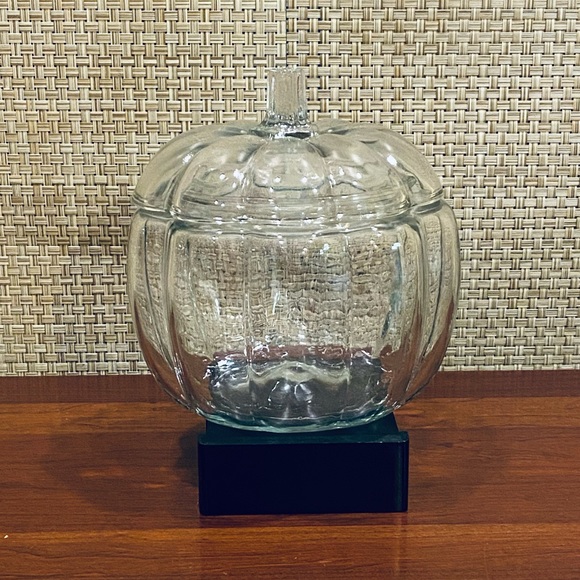 None Other - NWOT Clear Glass Pumpkin Lidded Candy Jar